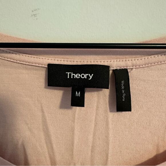 Theory Light Pink Cotton Basic Scoop Neck Long Sleeve Tee Medium - Picture 12 of 12